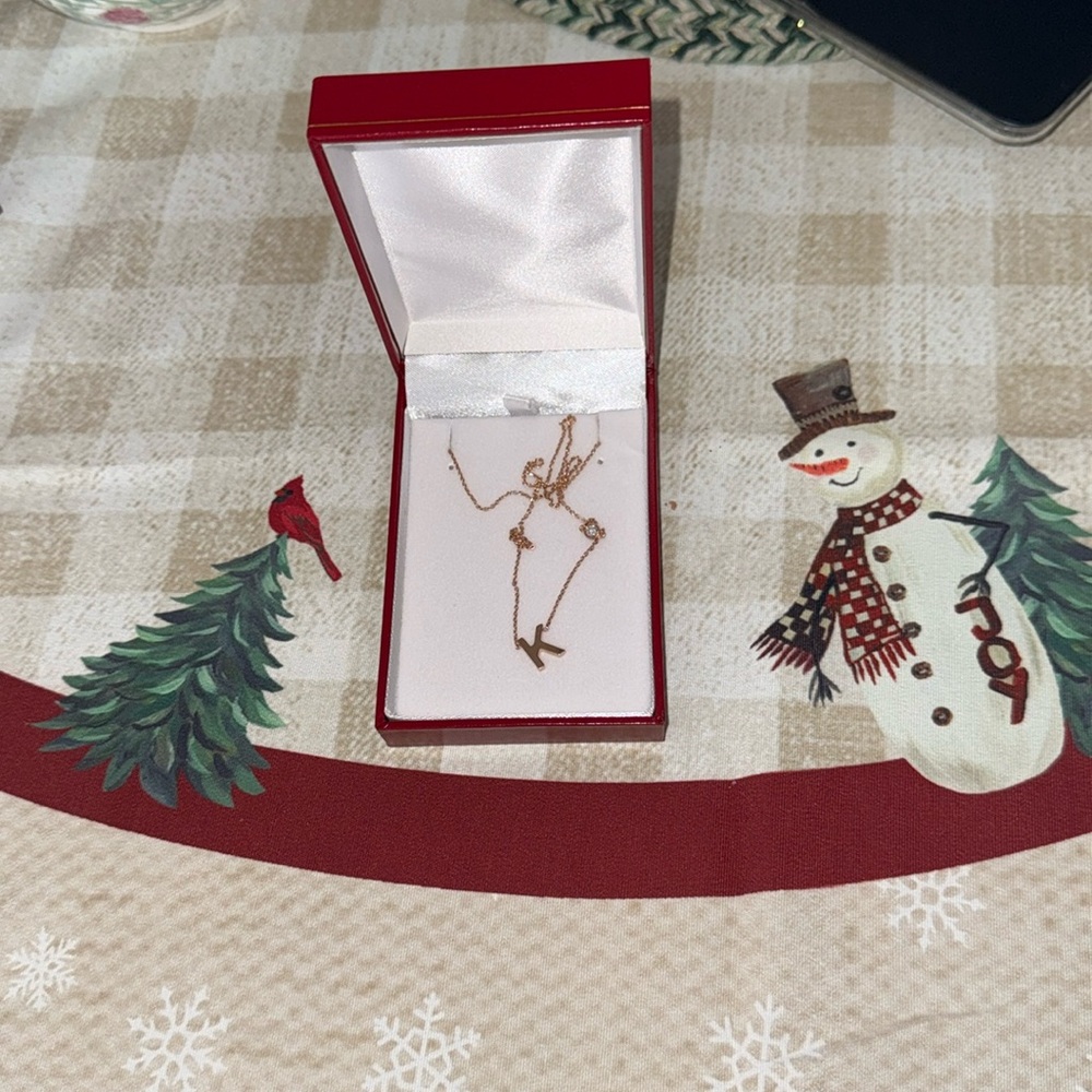 Elegant Gold Necklace with K Letter